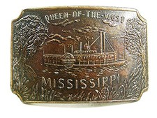 Vintage Queen of the West Mississippi Steamboat Belt Buckle 12017