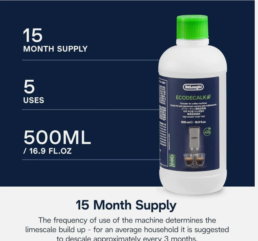 Genuine De'Longhi EcoDecalk Descaling Solution 500ml DLSC500 - image 3 of 4