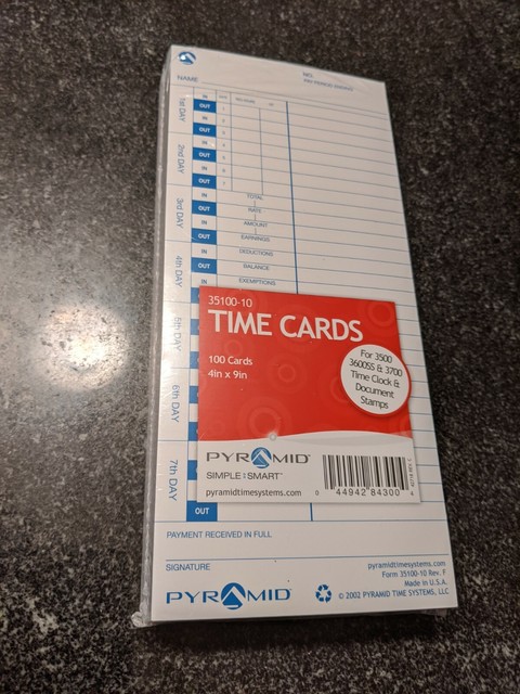 PYRAMID Time Card For Models 3500 3600ss 3700 For Sale Online EBay
