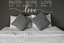 FAITH HOPE GREATEST LOVE Quote Wall Art Decal Words Lettering Home Decor Bedroom