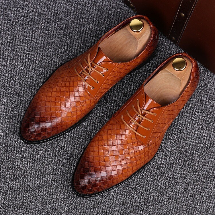 SAOLA Oxford da uomo stile europeo stringate a quadri casual business Oxford scarpe comode