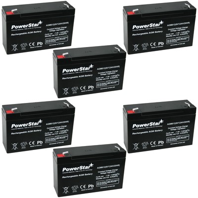 PowerStar 6 Pack - AGM6V12 6V 12AH Lithonia ELB-0610 Replacement Battery