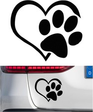 Pet Dog Paw Print Sticker, Heart-Shaped Car Window Decal for Vehi Color: Black