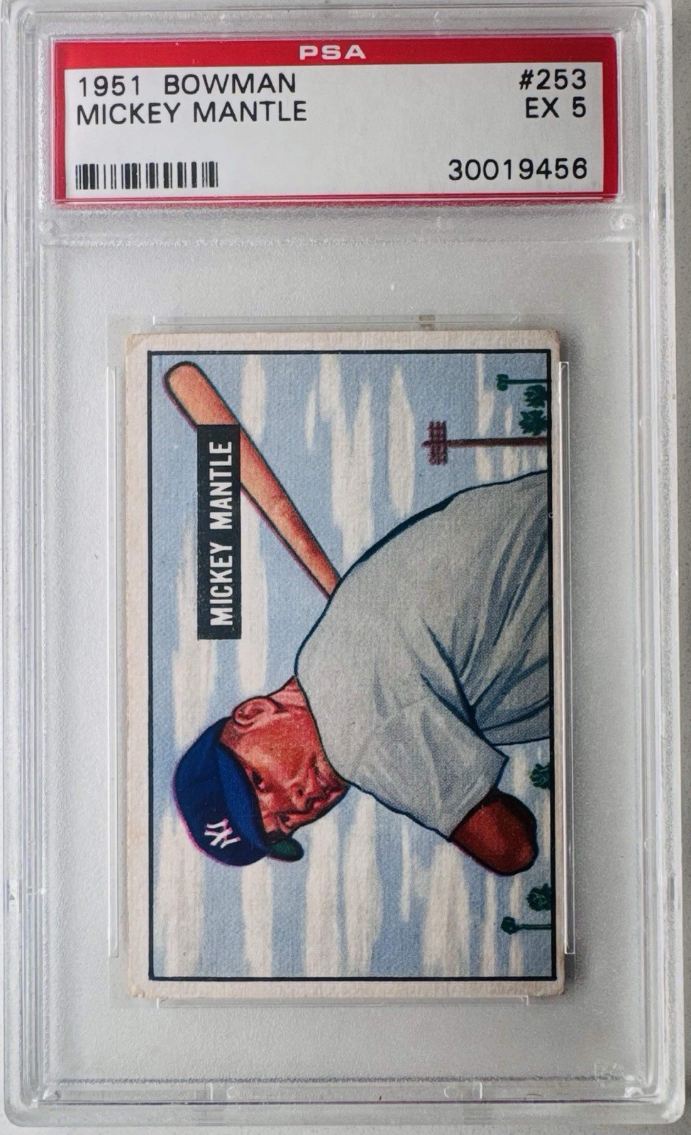 1951 BOWMAN #253 MICKEY MANTLE ROOKIE RC PSA 5