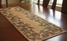Beige And Gold Beaded Table Runner Floral Table Runner Spring Tableware 13X36 In