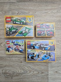 LEGO Creator 3 in 1 Lot of 4 Blue & Red Racer 31027 31055 31072 31056 Race Cars