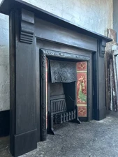 Original Slate Fire Surround with cast iron tiled fireplace
