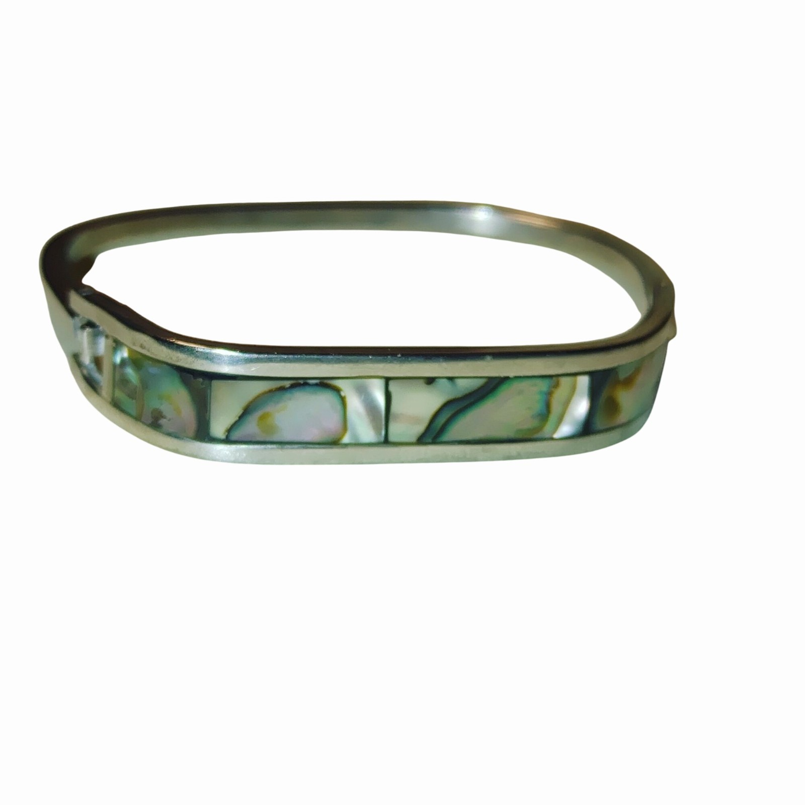 Abalone Shell Inlay Hinged Bangle Bracelet Small … - image 5