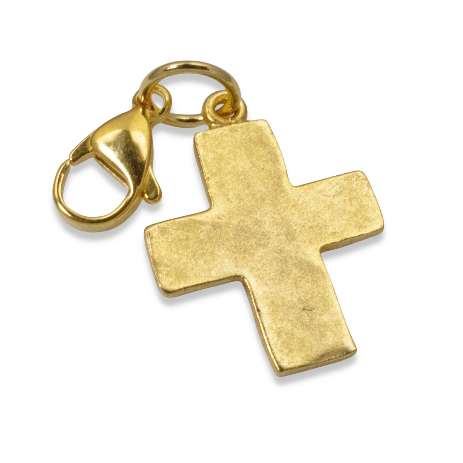 Gold Cross Clip-On Charm: 24k Plated Religious Pendant Purse Bag Accessory 1.75"