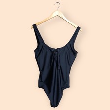 Aerie NWT Black One Piece Full Coverage Swimsuit Grommet Tie Front Women  s XL