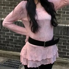 Pink Frill Layered Mini Dress Women's