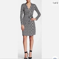 RARE DIANE VON FURSTENBERG SILK Iconic Signature Logo Jeanne Wrap Dress Size 6