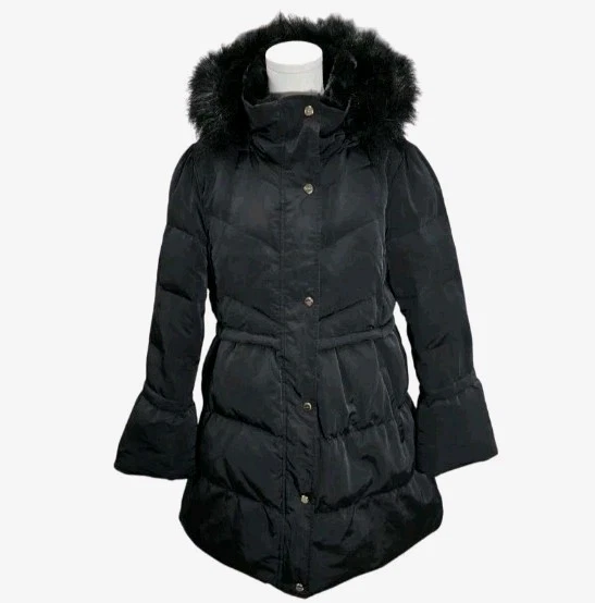 Abrigo acolchado con capucha Bebe para mujer negro talla XL mangas campana Y2K piel sintética Foto 2 de 4