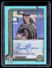2025 Topps Pro Debut #PD-42 Boston Bateman Base Auto Aqua Foil /75 Padres