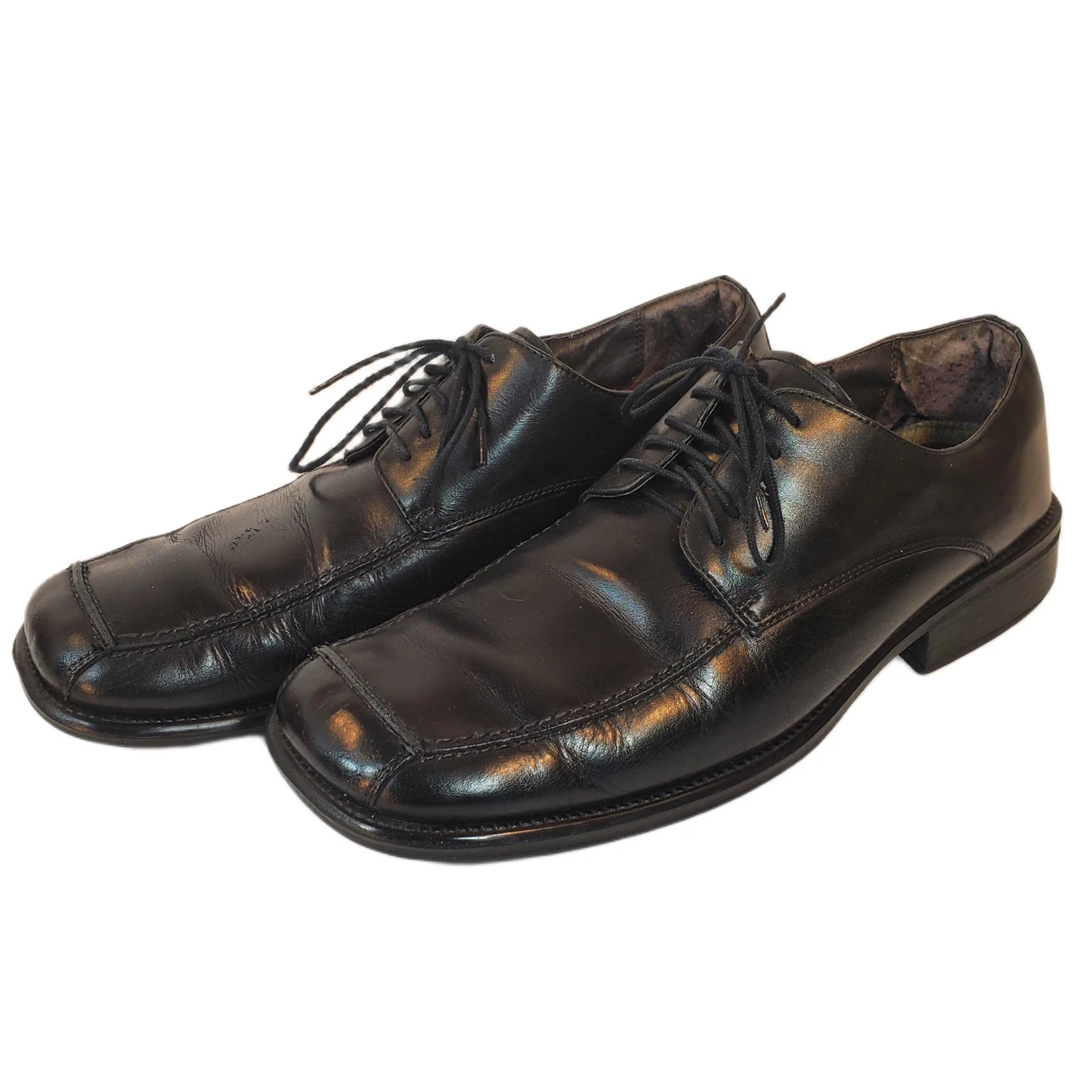 Kenneth Cole Size 10.5M Mens First Gear Black Leather Low Lace Square Toe Shoes Johnston&Murphy dress shoes for men main image 2