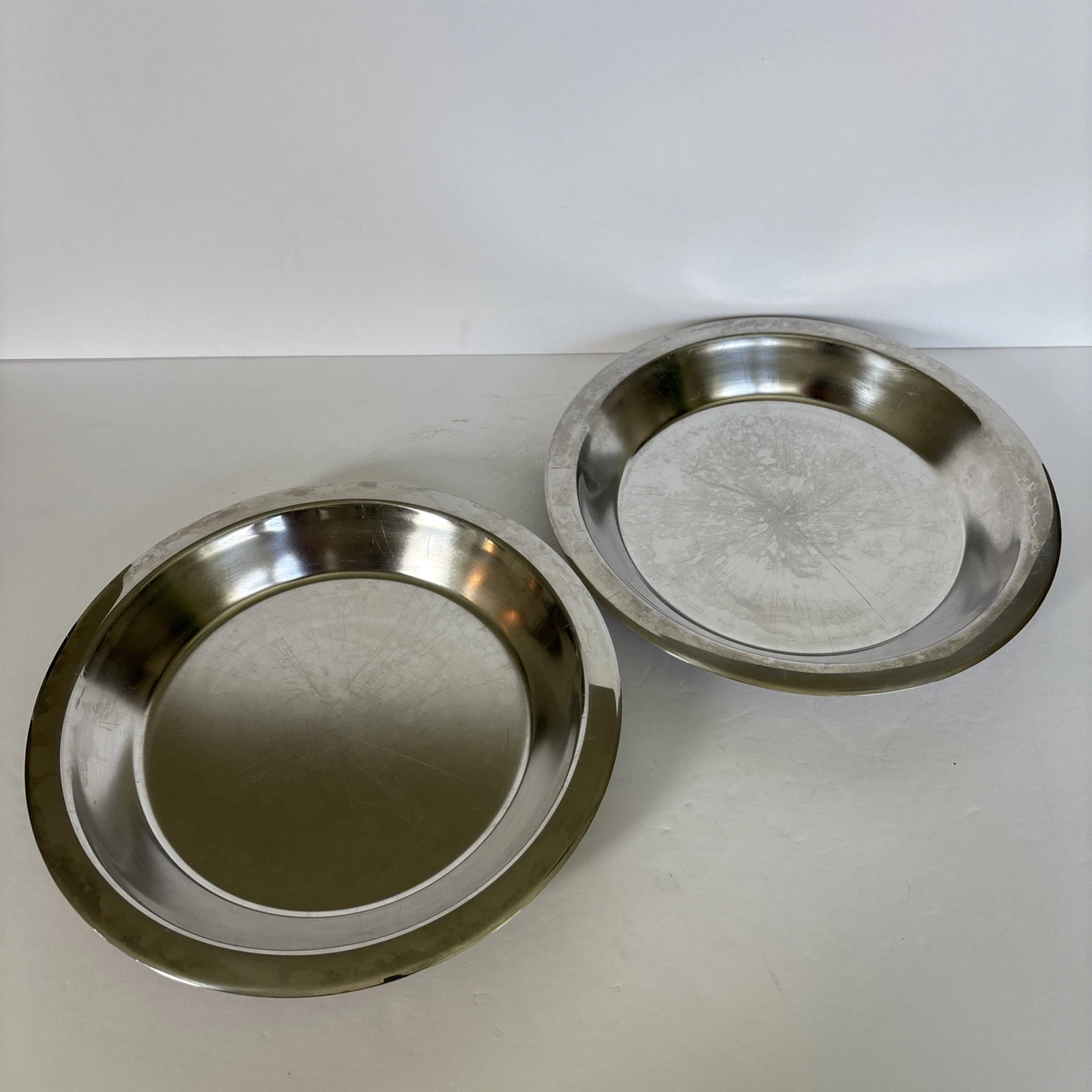 Set of 2 Vintage Revere Ware Stainless Steel Round 9" x 1-1/4" Pie Pan 2519