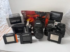 3 Lenses, 4 film backs, and more Bronica ETRSi 50mm 75mm 100mm AE I Prism