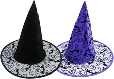 Pack of 2 Halloween Witches Hat - Halloween Spider web Witch/Wizard Hats