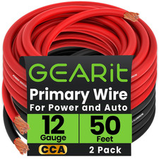 12 Gauge Wire 50Ft Each - Black/Red Copper Clad Aluminum CCA - Primary Automot