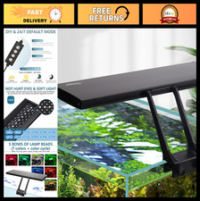 Adjustable Clip-On LED Aquarium Light, 24/7 Sunrise-Moonlight, 7 Colors, Timer f