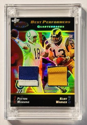 Peyton Manning/Kurt Warner /25 2023 Jersey Fusion Combo Game Used Double Patch