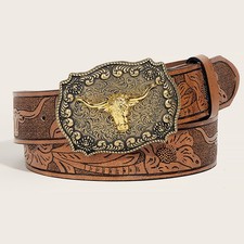 Cintura western vintage fibbia cintura cowboy per uomo cintura jeans cintura pelle PU