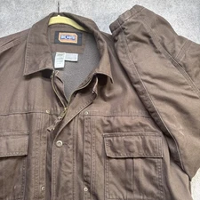 Big Smith mens brown canvas work chore jacket utility pockets lined 2XL