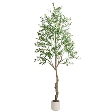 Artificial Olive Tree 7FT, Tall Faux Olive Trees with White Pot for Indoor Ou...