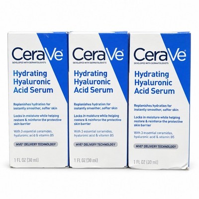 CeraVe Hydrating Hyaluronic Acid Serum 1 oz Each   3 Pack New Sealed