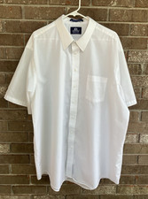 Stafford Wrinkle Free Broadcloth Short Sleeve Button Down White Shirt /Size 19