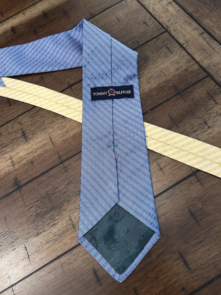 Tommy Hilfiger Men's Silk Blend Tie Blue and yellow  - Image 3 of 3