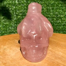 380G Natural Rose Pink Crystal Hand Carved Skull Freeform Energy Healing Reiki