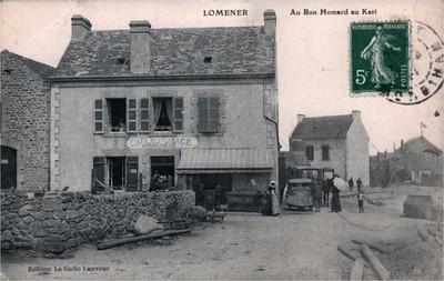 Old postcard 56 LOMENER - AU BON LOBARD AU KARI - CAFE DE LA PLACE