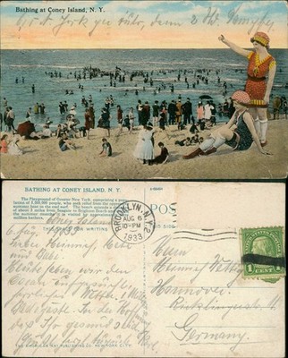 Postcard Brooklyn Bathing at Coney Island, N. Y. 1933