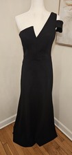 Black One Shoulder Ruffle Formal Gown with Zipper Accent Sleeveless Long Dress