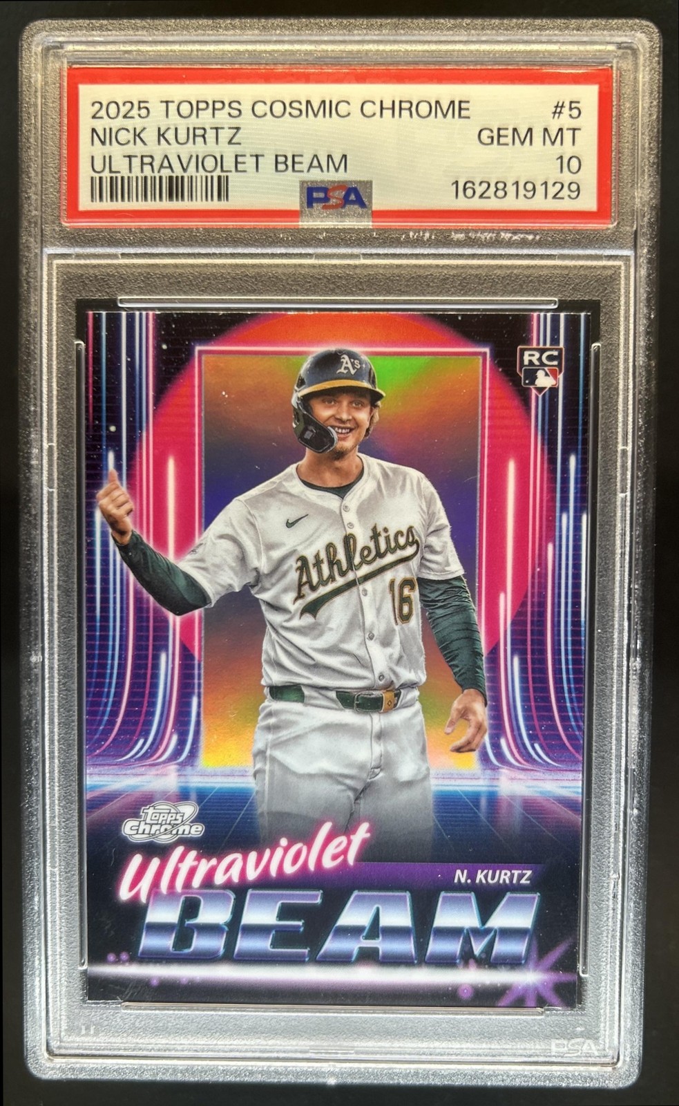 2025 Topps Cosmic Chrome Nick Kurtz Ultraviolet Beam RC #UB-5 Athletics PSA 10