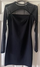 Bodycon Black Dress Size 8- Size S- With Mesh On Sleeves And Upper From PLT-