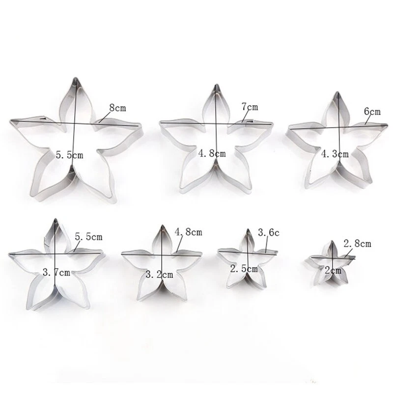 Die Stainless Steel Cake Cutting Rose Flower 7Pcs Cookie Mold Cutters Calyx - Image 2 of 4