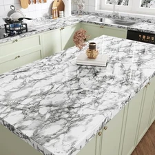  Grey Marble Contact Paper for Countertops/White Glossy Peel 15.8" x 78.7" Gray