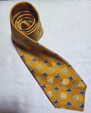Robert Talbott 100% Silk Mens Gold/Blue Geome...