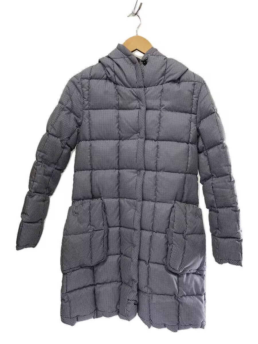 blanc basque long down jacket polyester NVY gingh… - image 1