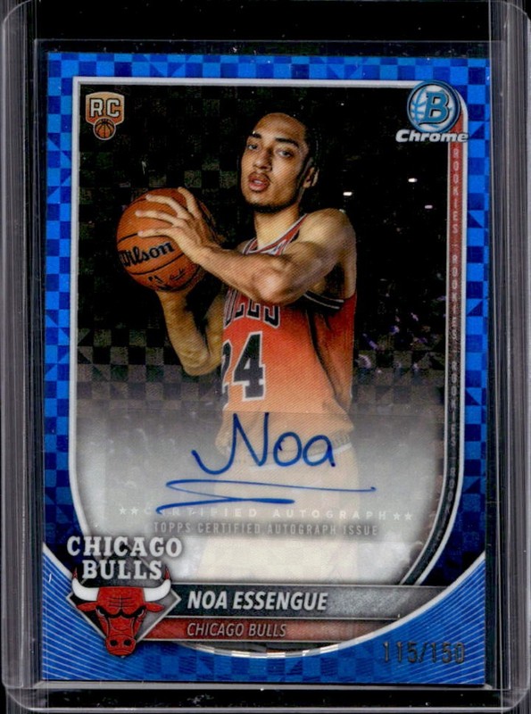 2025-26 Bowman Noa Essengue Chrome Auto RC Refractor Blue X-Fractor #/150 Bulls