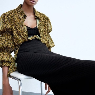 NWT ZARA Long Printed Shirt M