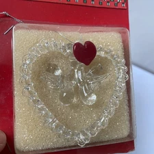 Vintage Spun Glass Angel & Heart Christmas Ornament New NOS
