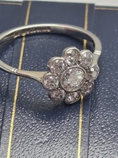 18ct White Gold and Platinum, 0.6 Carat Diamond Cluster Ring