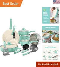 Soft Grip 16-Piece Non-Toxic Ceramic Cookware Set for Effortless Daily Cooking