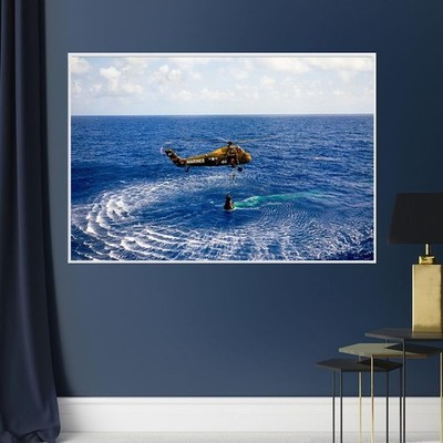 US Marines Helicopter Apollo Mission Ocean Recovery Historic Wall Art Poster