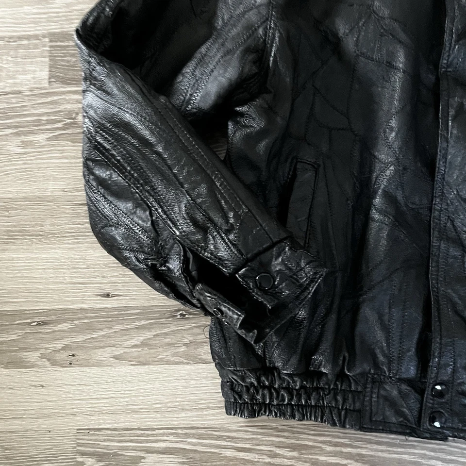 Chaqueta de cuero Fondini Fashions de colección talla mediana negra Foto 3 de 4