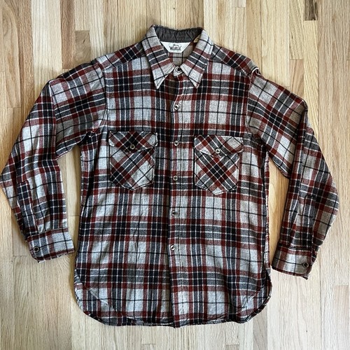 Woolrich, Vintage 1970’s Woolrich Buffalo Plaid Flannel Button Up Shirt USA Made Lg/Med