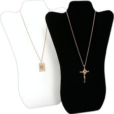 2 Pcs Necklace Displays Black Velvet White Jewelry 14"